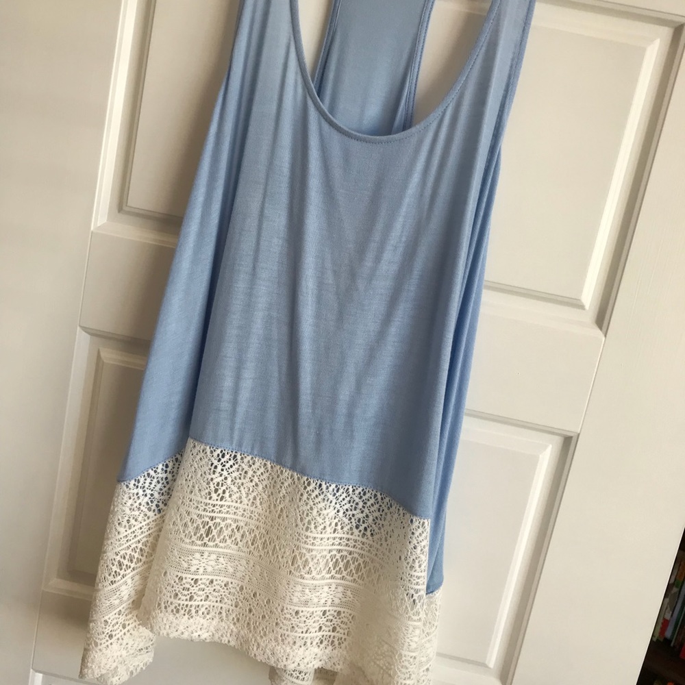 Periwinkle Blue Racer Back Lace Tank Medium